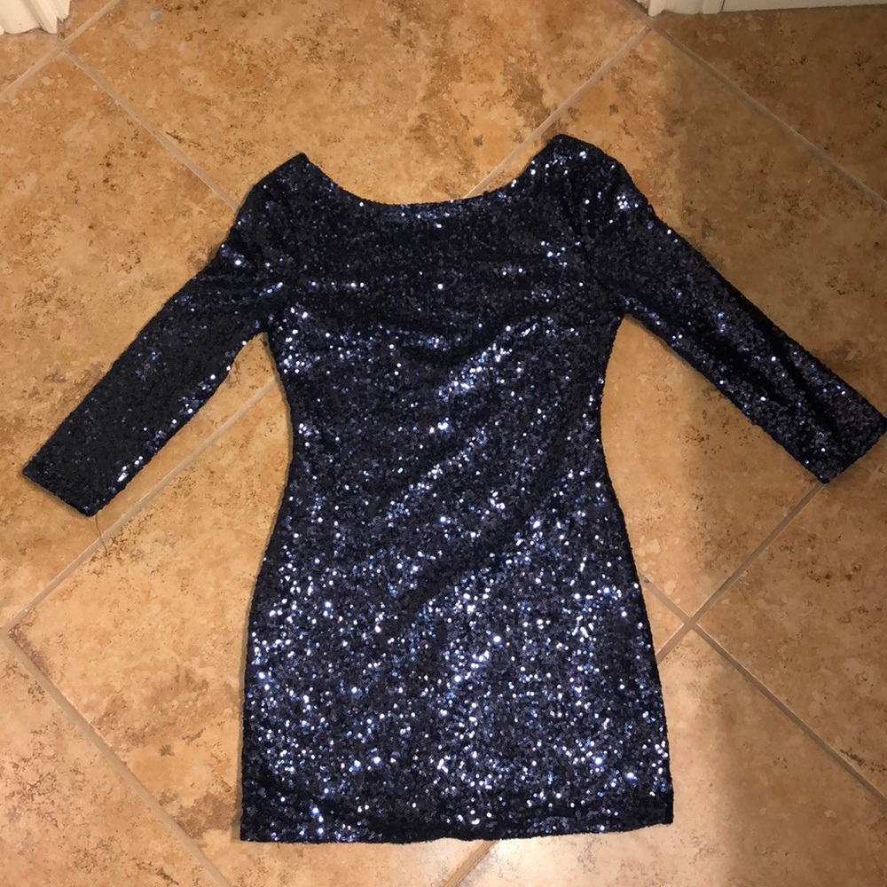 Navy sequin dress